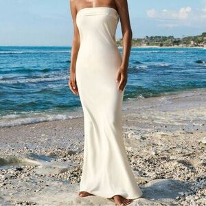 SHEIN Strapless Cowl Back Maxi Dress